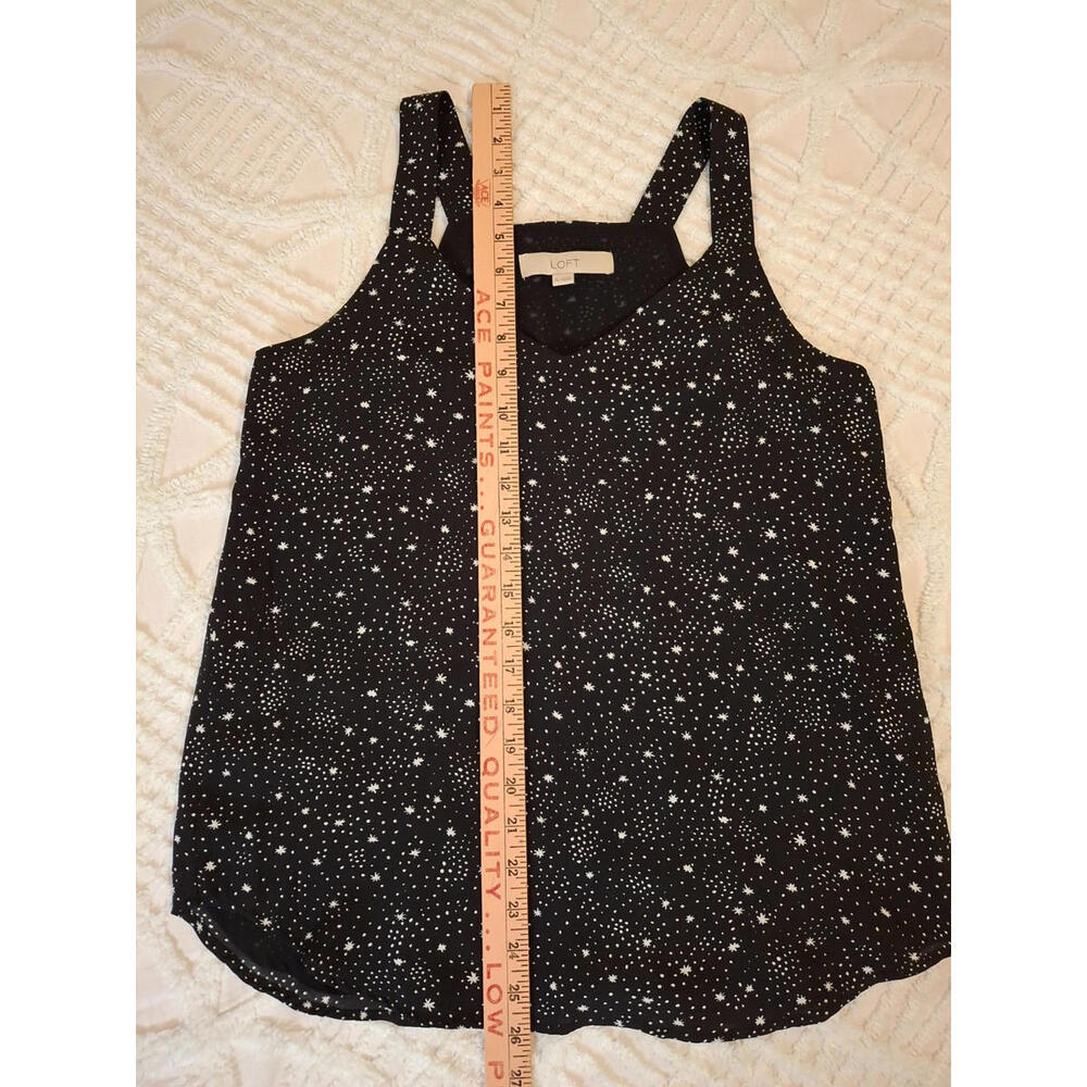 LOFT Women XS Tank Top Black Star Print V-Neck Sleeveless Lined Blouse - Picture 2 of 8